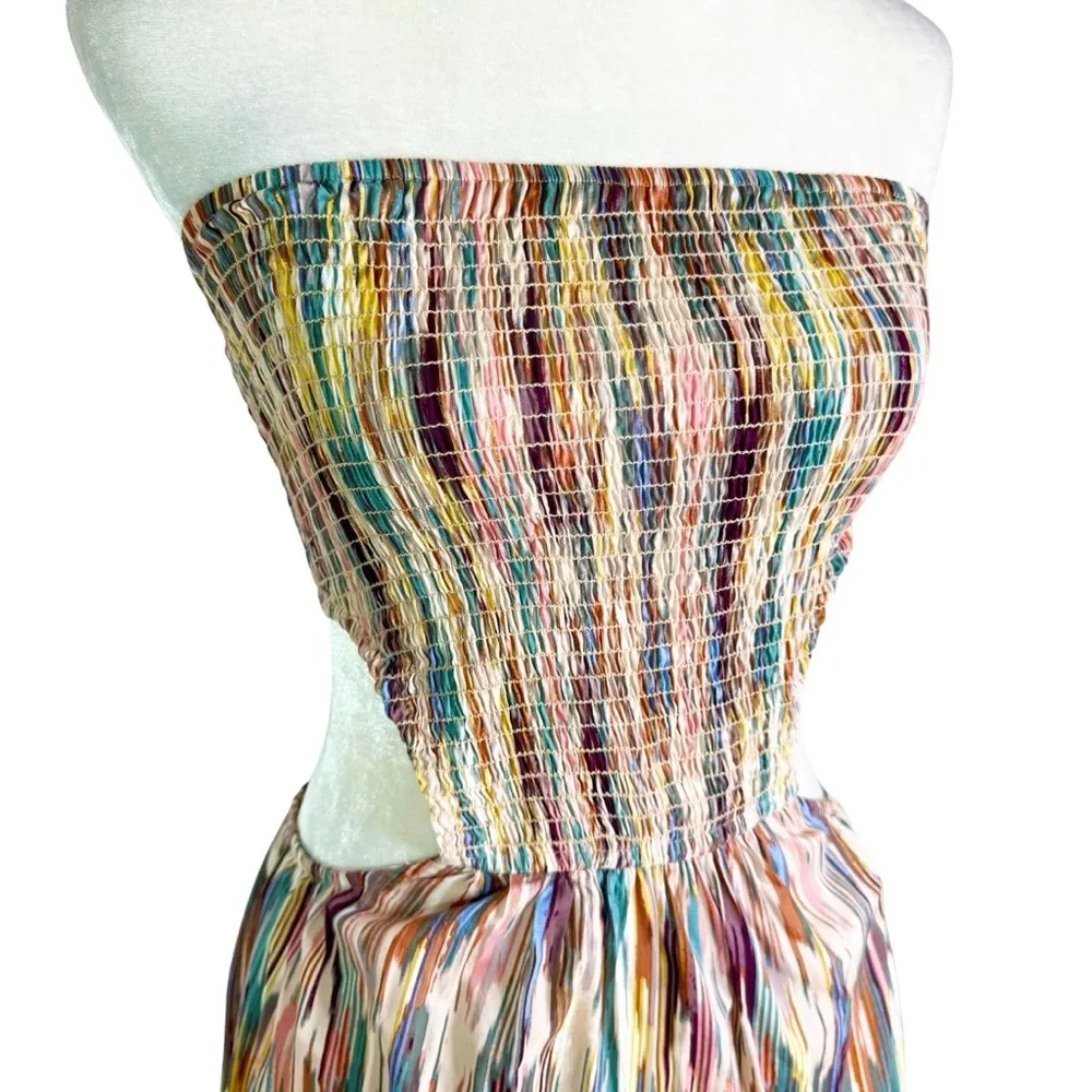 MISA Myka Ikat Strapless Cutout Smocked Cotton Blend Dress Size S NWT - Image 10