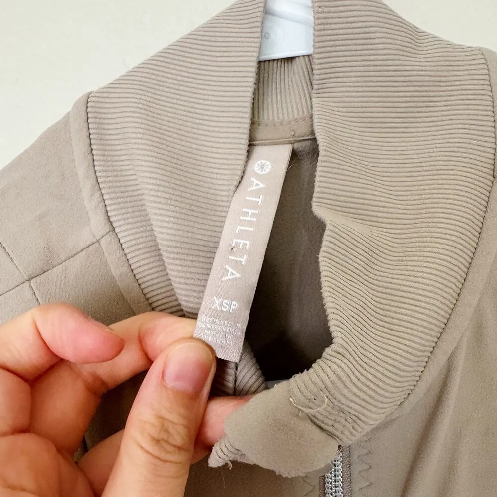 Athleta Shanti Jacket Yoga Workout Zip Front Stand Up Collar Powervita in Quail - Image 5