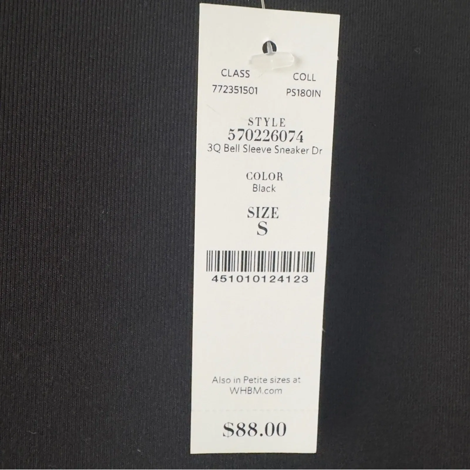 White House Black Market Bell Sleeve Sneaker Dress Classic Black Solid zip back - Image 5