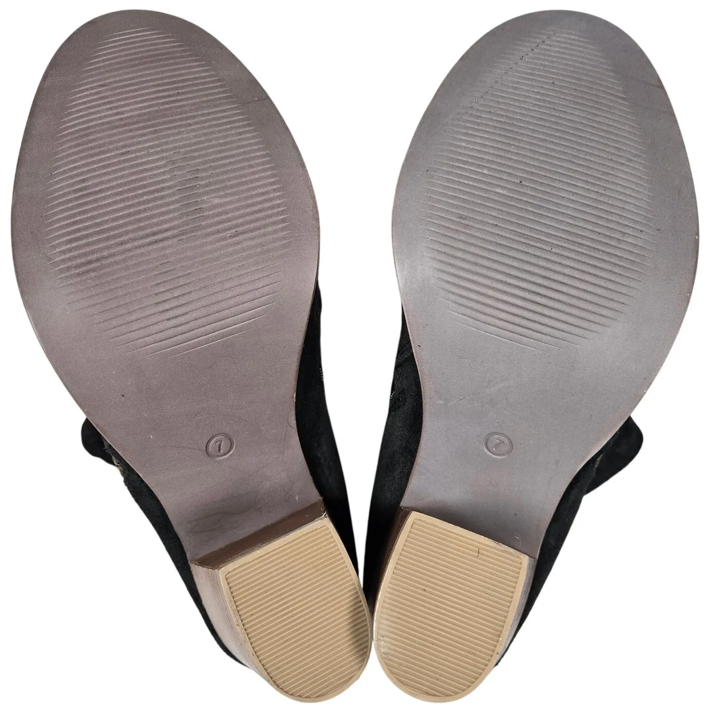 Diba Suede Leather Buckle Zip Stacked Block Heeled Bootie Black 7 NIB‎ - Image 6