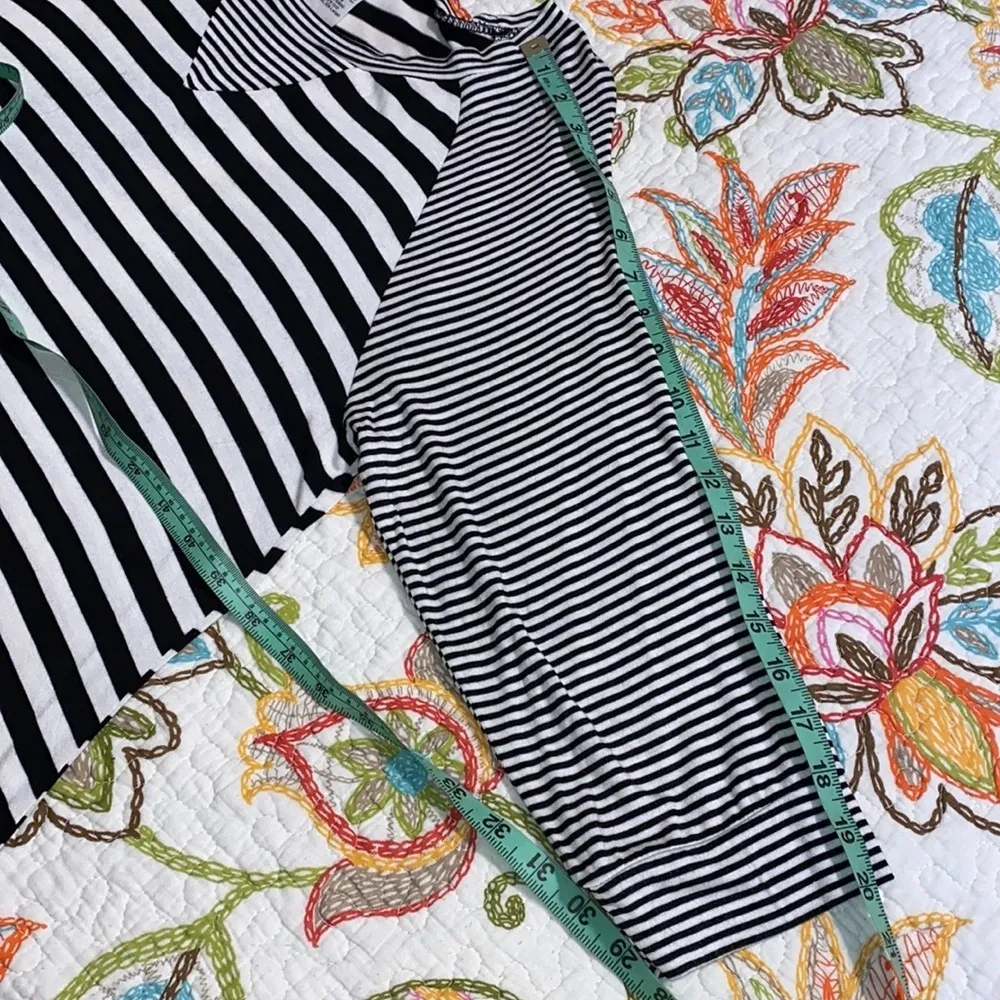 boutique high low scoop neck 3/4 sleeve black white striped tunic super soft Size 2X - Image 5