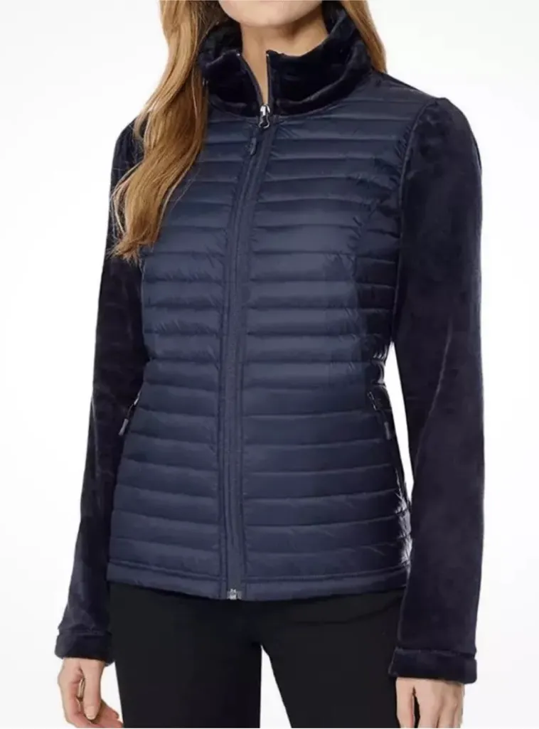 32 Degrees S Stormy Night Mixed Media Plush Quilted Lightweight Jacket Black - Image 1