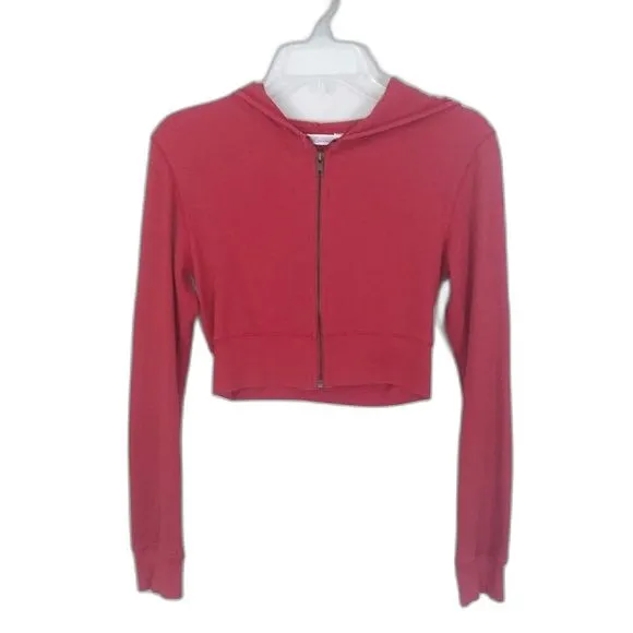Derek Heart Red Cropped Waffle Knit Jacket Y2K Size Medium - Image 2