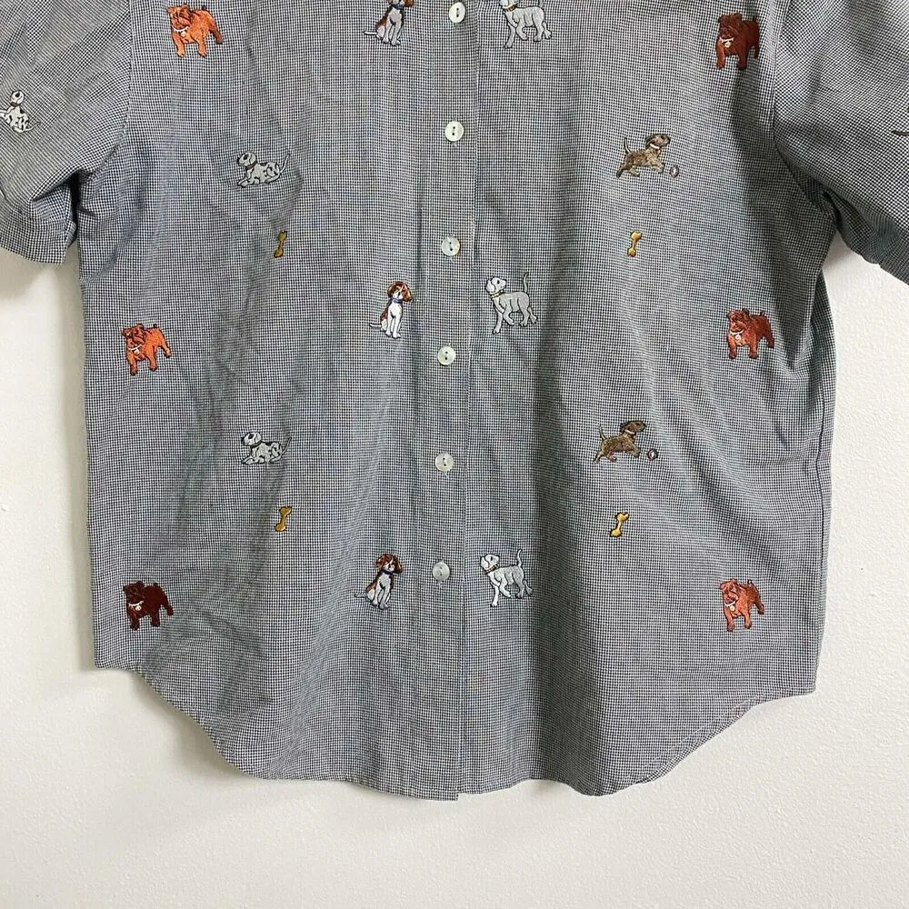 Teddi Embroidered Dog Button Up Shirt Size PM Petite Medium - Image 6