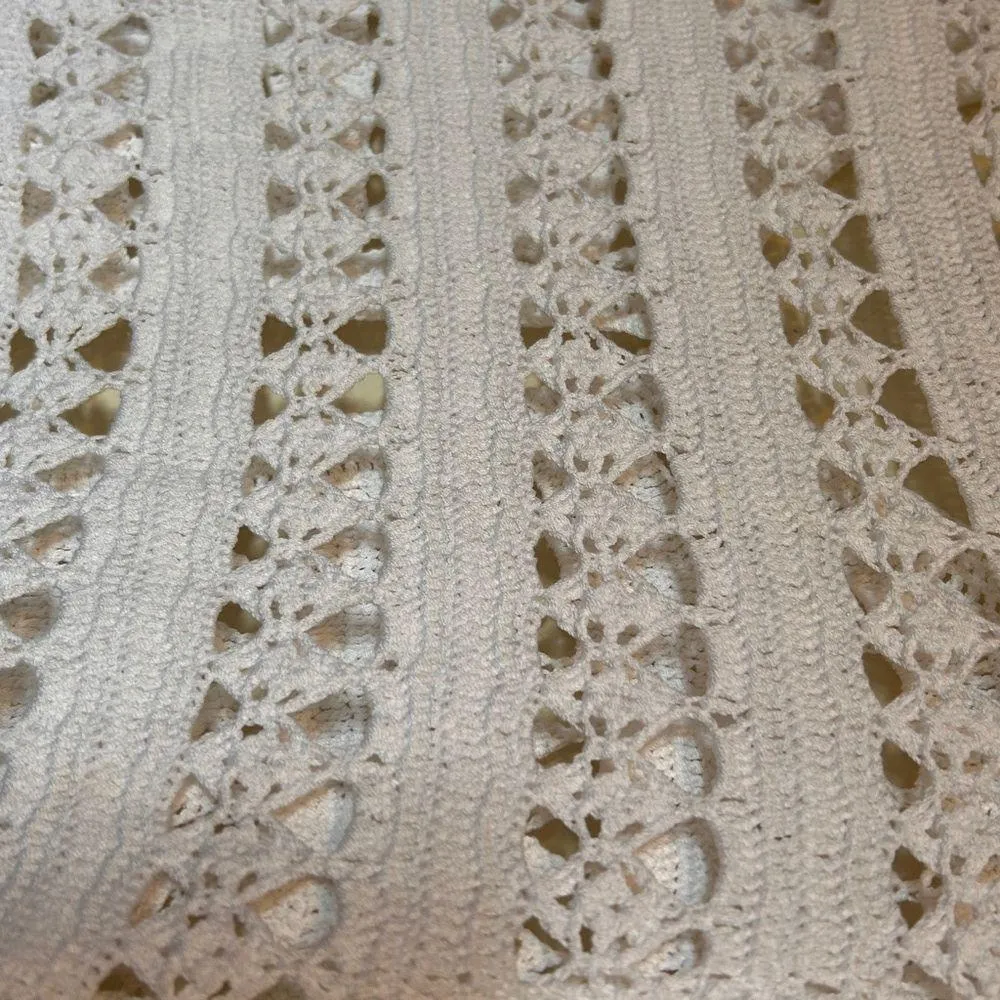 Jones New York Crochet White Cardigan Sweater with Intricate Lacy Pattern Small - Image 10