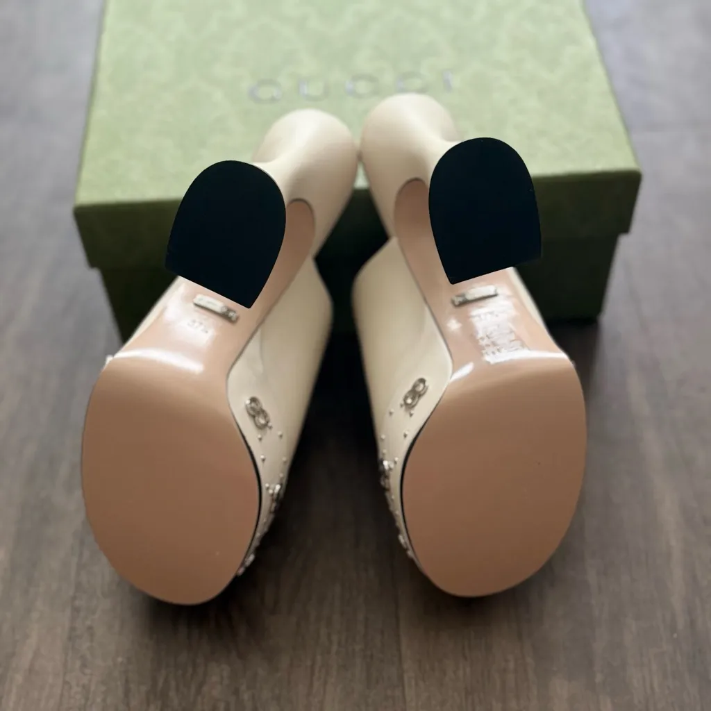Brand New Authentic Gucci Womens Janaya Sandal GG Studded Leather Platform Mule - Image 11