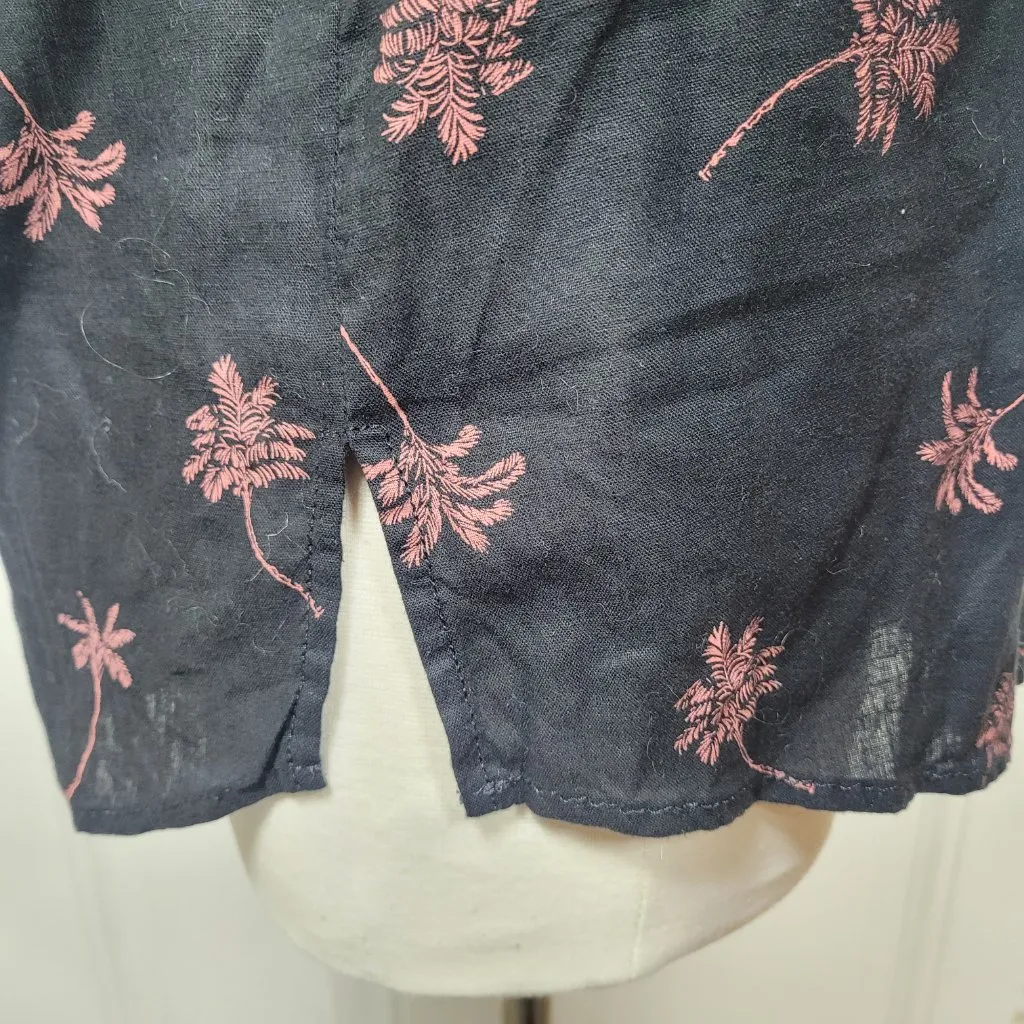 Express Palm Tree Print Linen Shirt NWT XS Black Vacation Resort Button Up Top - Image 8
