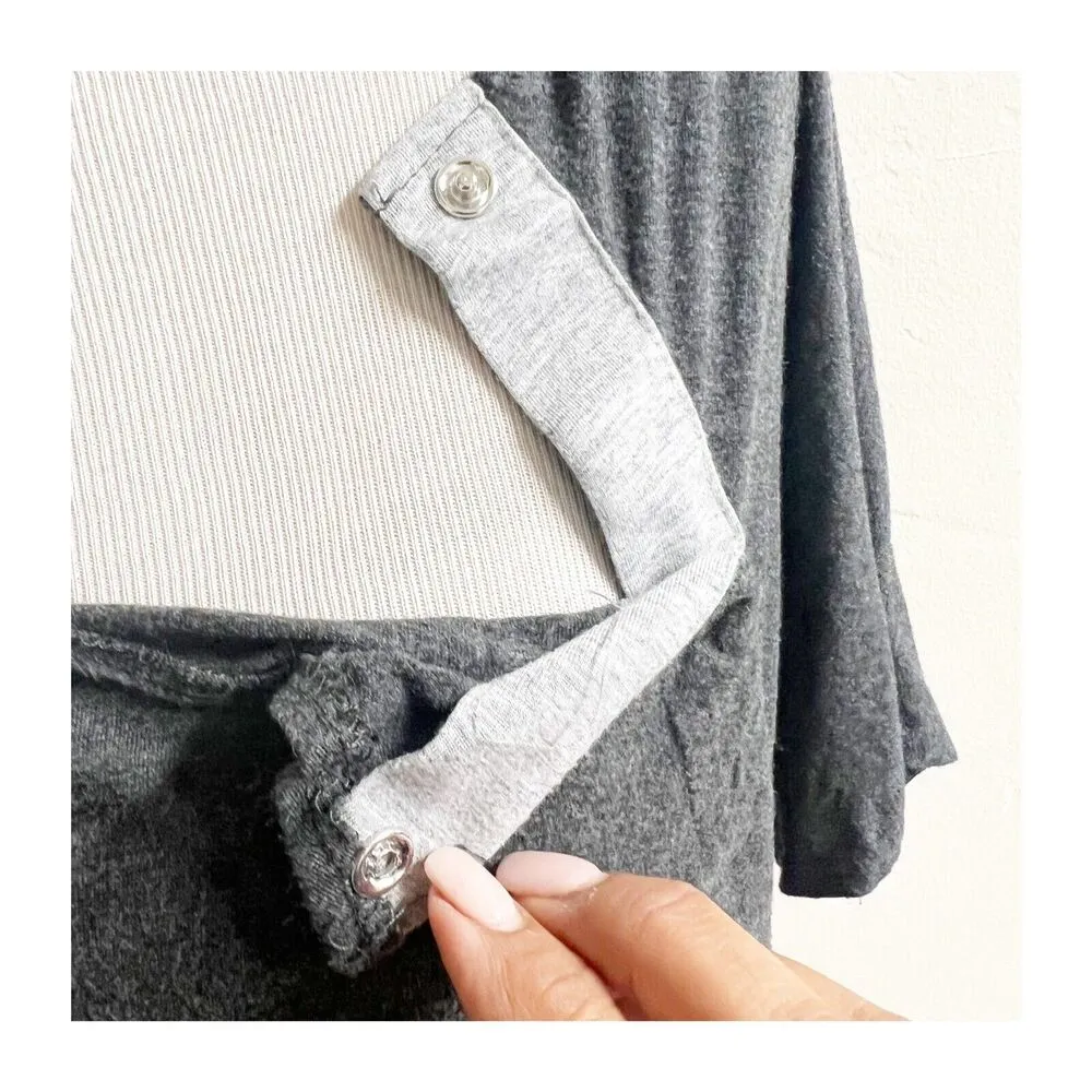 Frida Maternity Breast Feeding Midi Dress Snap Button Grey One Size Size undefined - Image 5