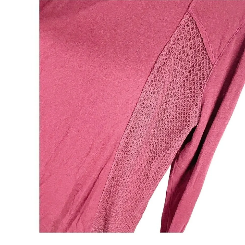 Lucky Lotus Burgundy Cardigan Sweater Sz L Mesh Waterfall Open Front Long Sleeve Red Size L - Image 4