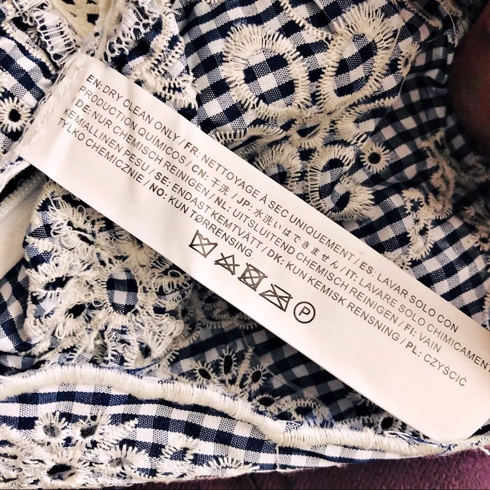 J.O.A Embroidered Peplum Gingham Cropped Top, Size M New with Tag - Image 14