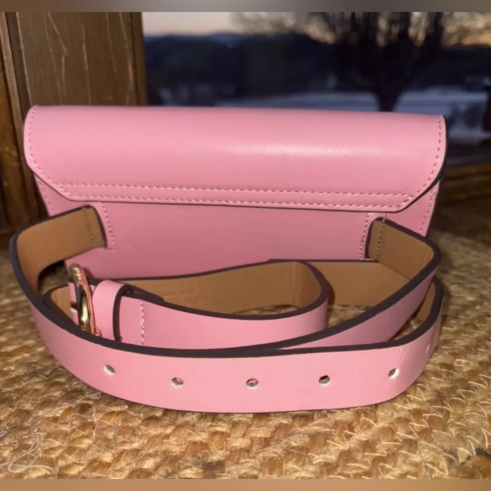 KATE SPADE Pink Studded Bow Light Pink Leather Adjustable Belt Bag S/M NEW $108 - Image 7