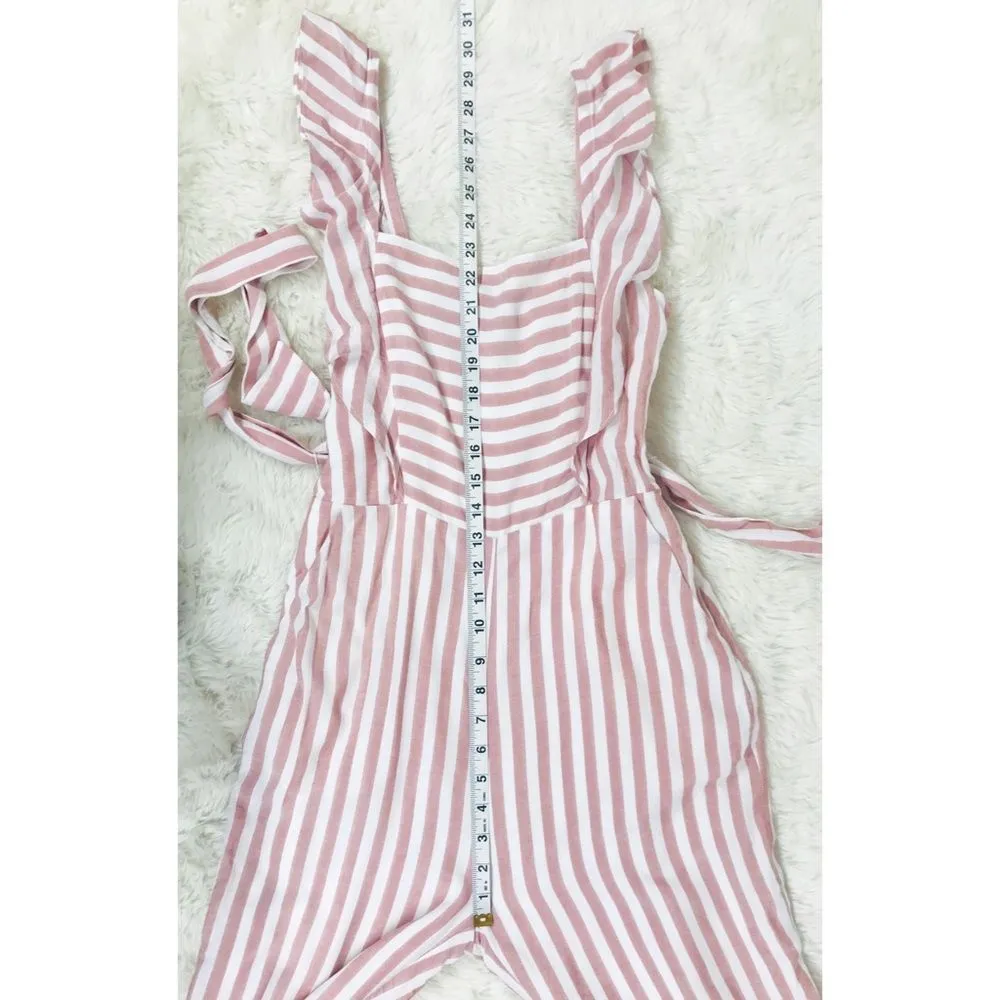 PAIGE Marino Striped Pink White Sleeveless Jumpsuit Tie‎ Belt Size Small New - Image 14