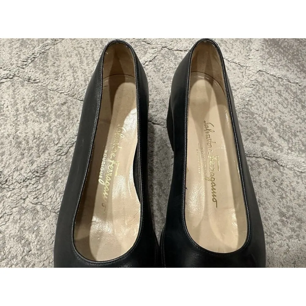 Salvatore Ferragamo Black Textured Pumps 7B - Image 3