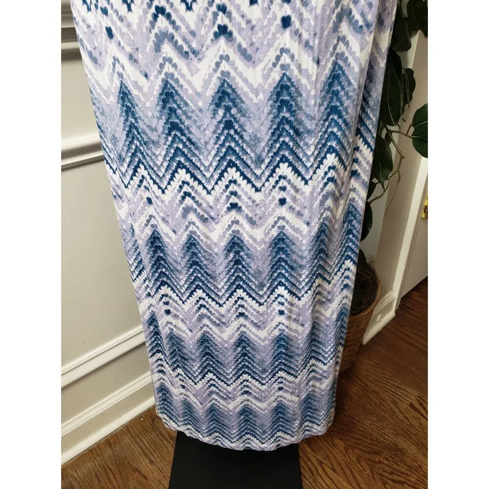 Design History Long Maxi Dress Women's L Multi Chevron Plunge V Neck Twist Front - Image 3