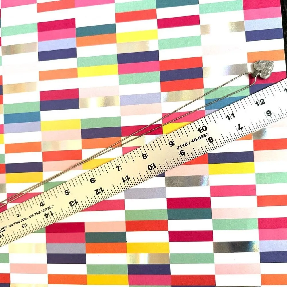 Rustic Metal Heart pendant Necklace Silver - Image 9