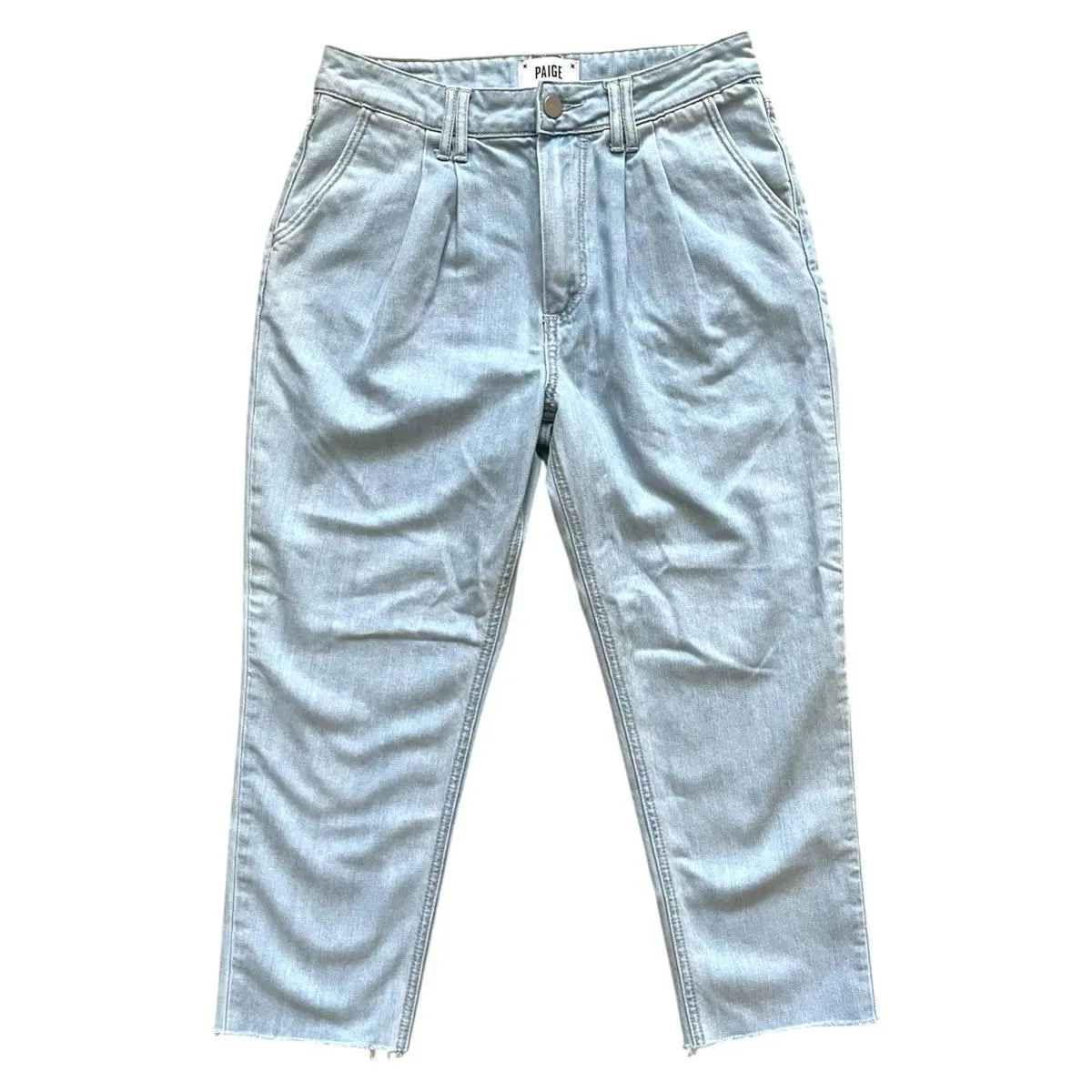 Paige Parisun Pleated Trouser Cuff Denim Jeans Stretch Women's Size 27 - Image 3