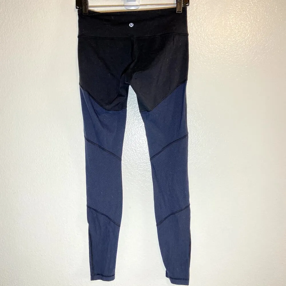 Lululemon Wunder Under Pant Full-On Luon Lycra Tonka Stripe Inkwell Black 6 - Image 5