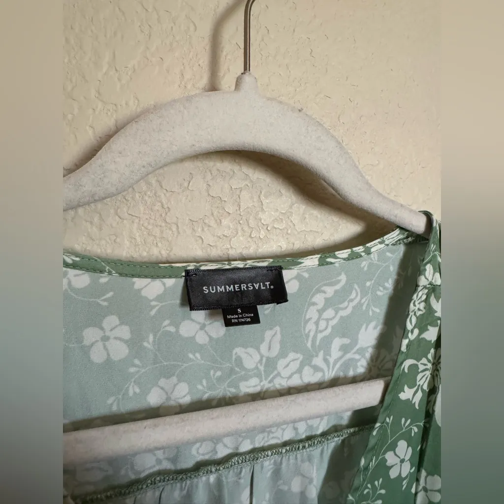 Summersalt dress cinched waist caftan Sz Small‎ NEW green floral cover up - Image 5