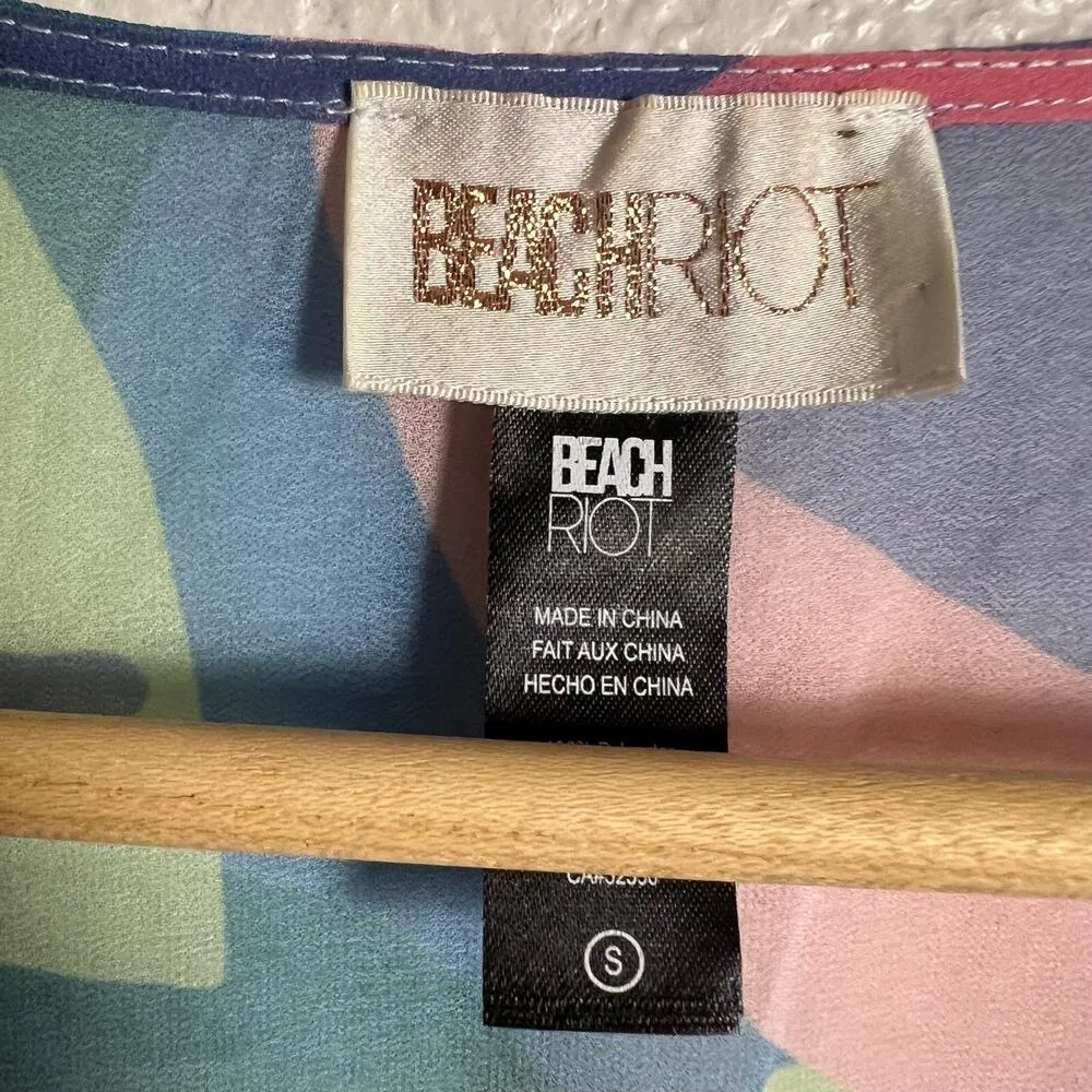 Beach Riot Shiloh Printed Long Sleeve V-Neck Tie Front Coverup Maxi Dress Small - Image 9