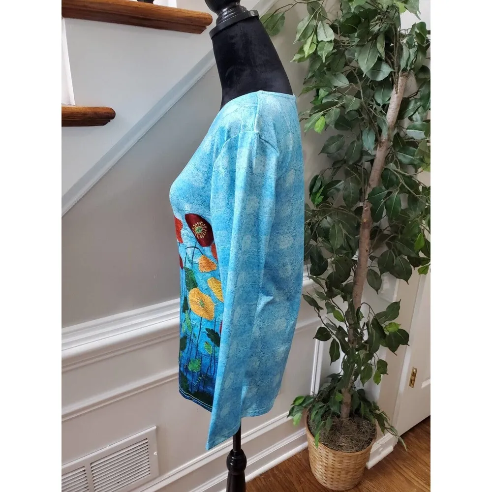 SHEIN Women's Blue Polyester Crew Neck Long Sleeve Casual Top Shirt Size Small - Image 5