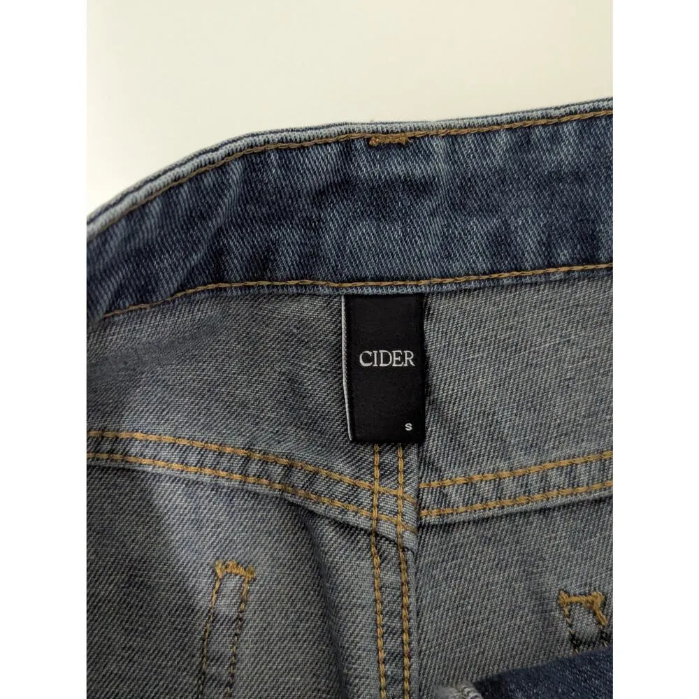 Cider Mid Rise Star Pattern Wide Leg Jeans Womens Small Denim Pants Streetwear - Image 5