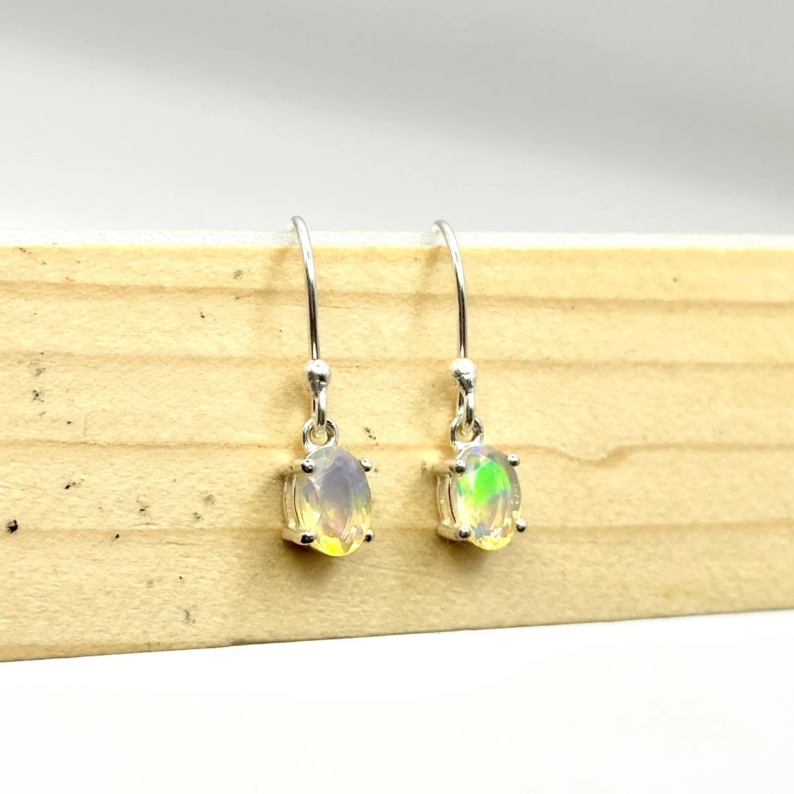 Faceted Ethiopian Opal Sterling Silver Earrings - Image 2