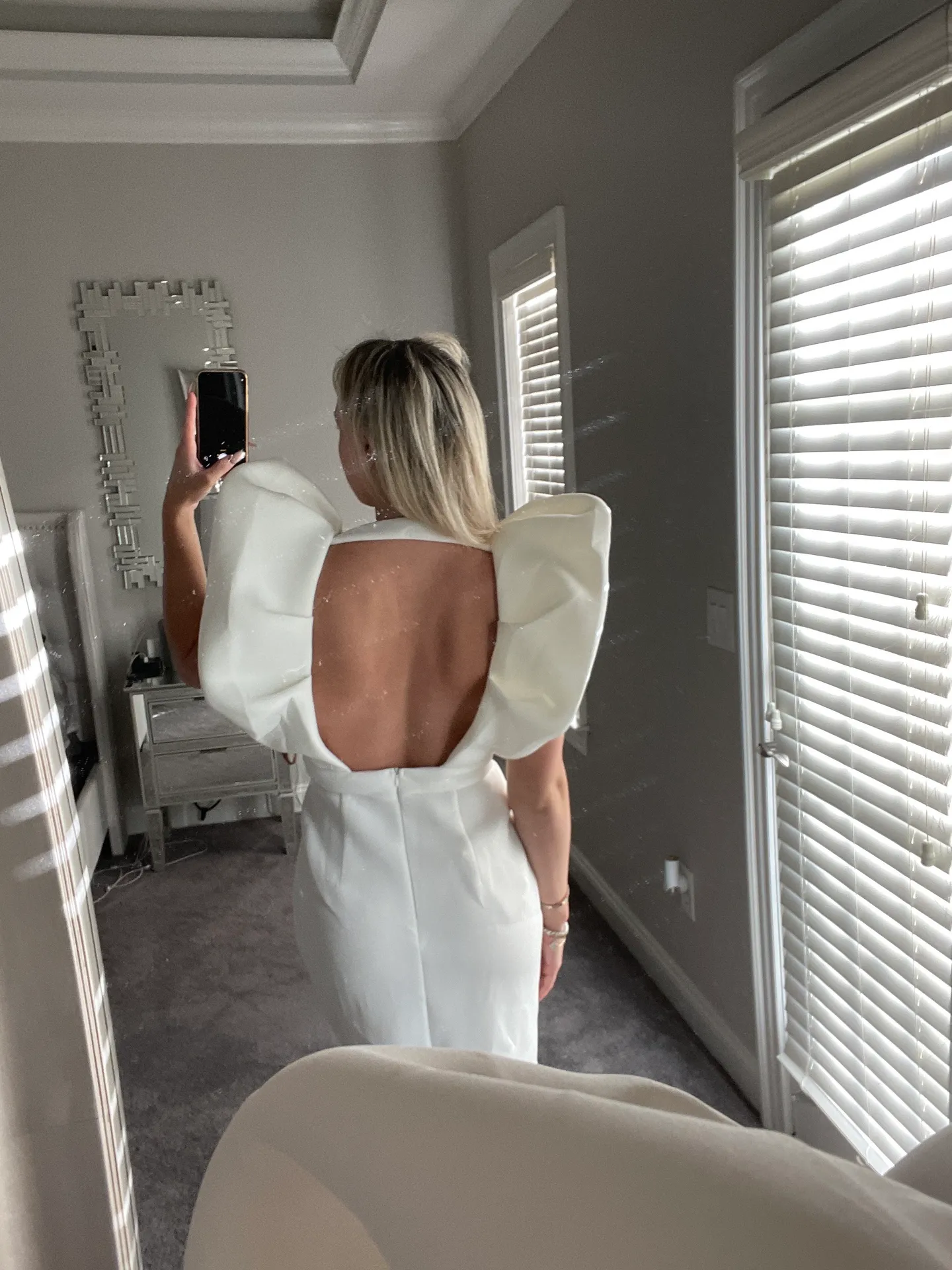 Puff Sleeve Gown White - Image 2