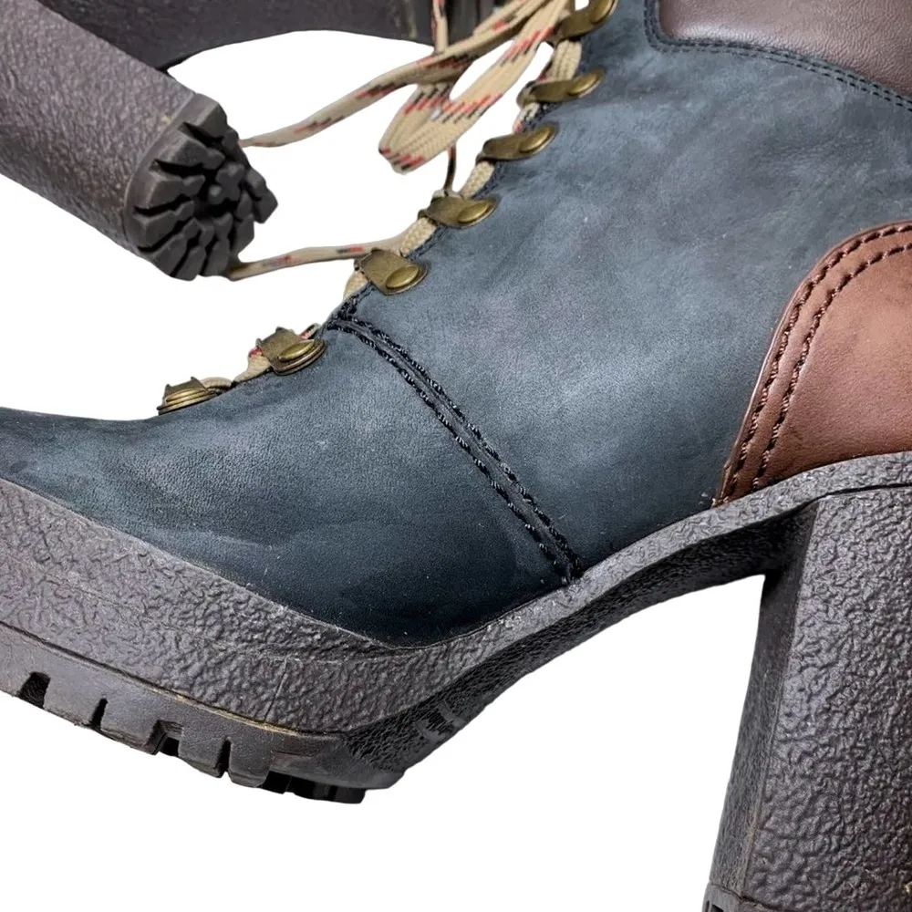 See By Chloe Eileen Lug Sole High Heel Lace Up Suede Leather Ankle Boot Black 36 - Image 13