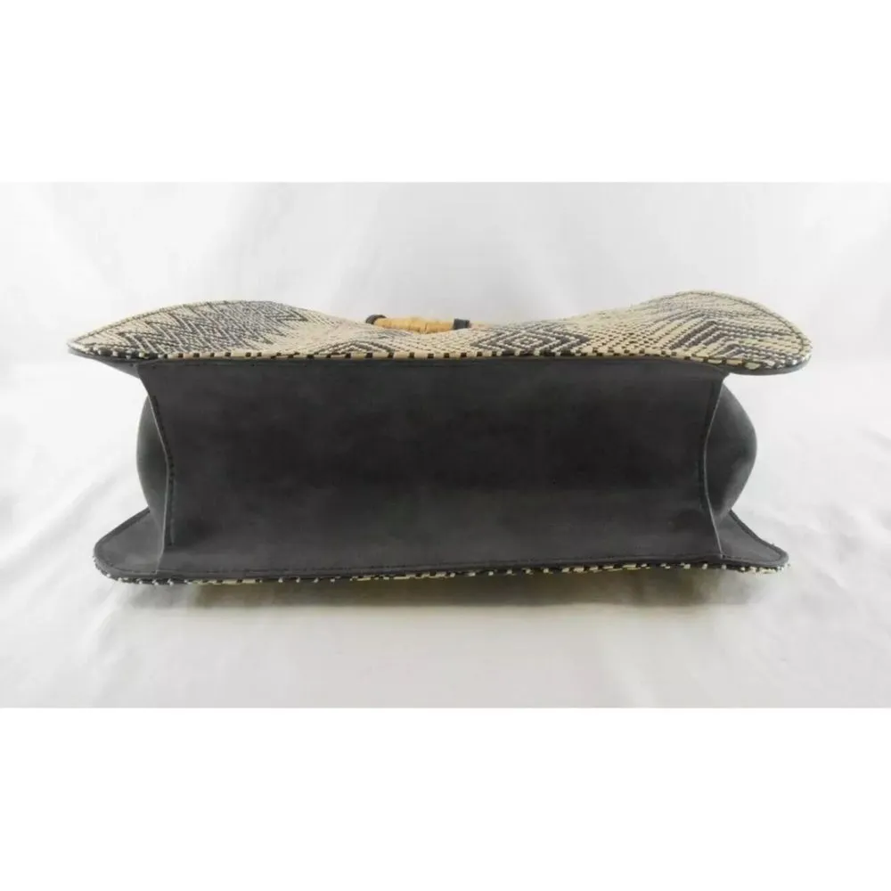 Wet Seal Womens Boho Woven‎ Medium Purse Tote Bag Suede Faux Leather Accents. - Image 4