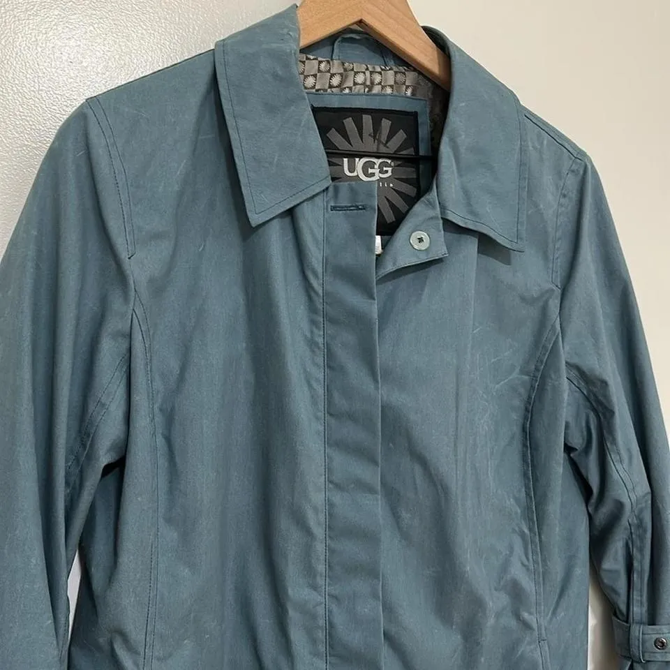 UGG AUSTRALIA | Blue Wax Cotton Trench Coat Size L - Image 2