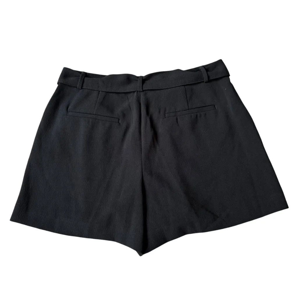 Loft black casual dressy tie front button hook zip shorts women's size 4 NWT - Image 2