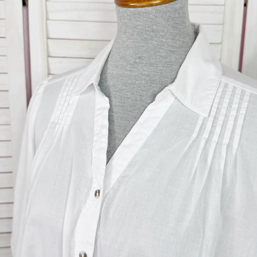 Cato Pleated Lace Hem Crop Shirt White Large Poet Cottage Farm - Image 5