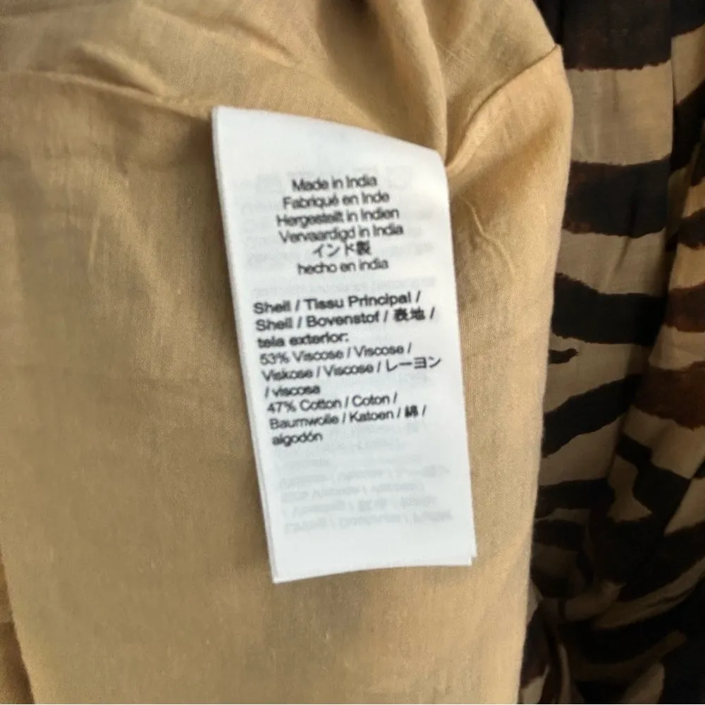 NWT J. Crew Zebra Stripe Smocked Waist Cotton Short Sleeve Midi Dress Size Small - Image 9