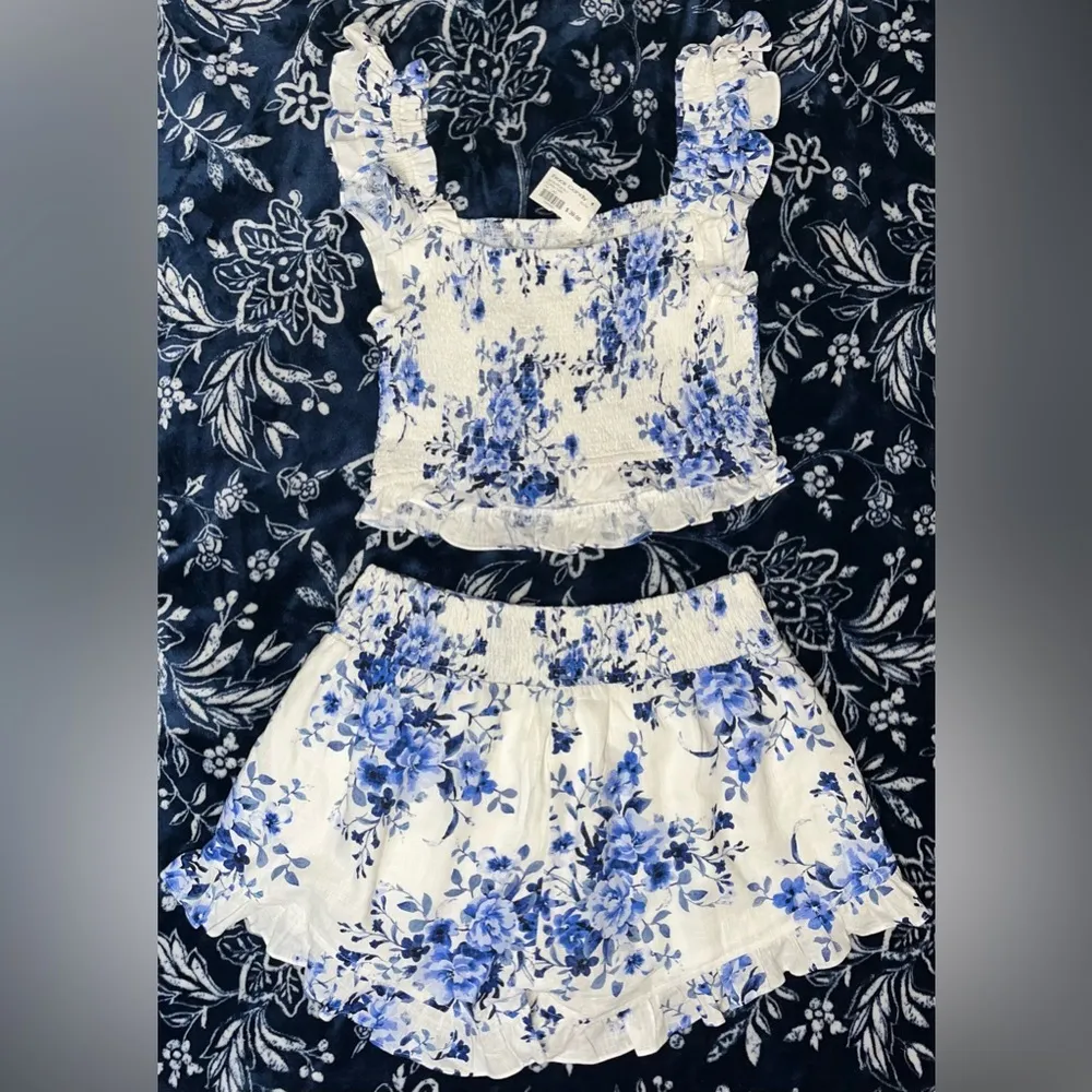 NWT! 2pc En Creme Floral Print Kate Set Blue Size L - Image 8