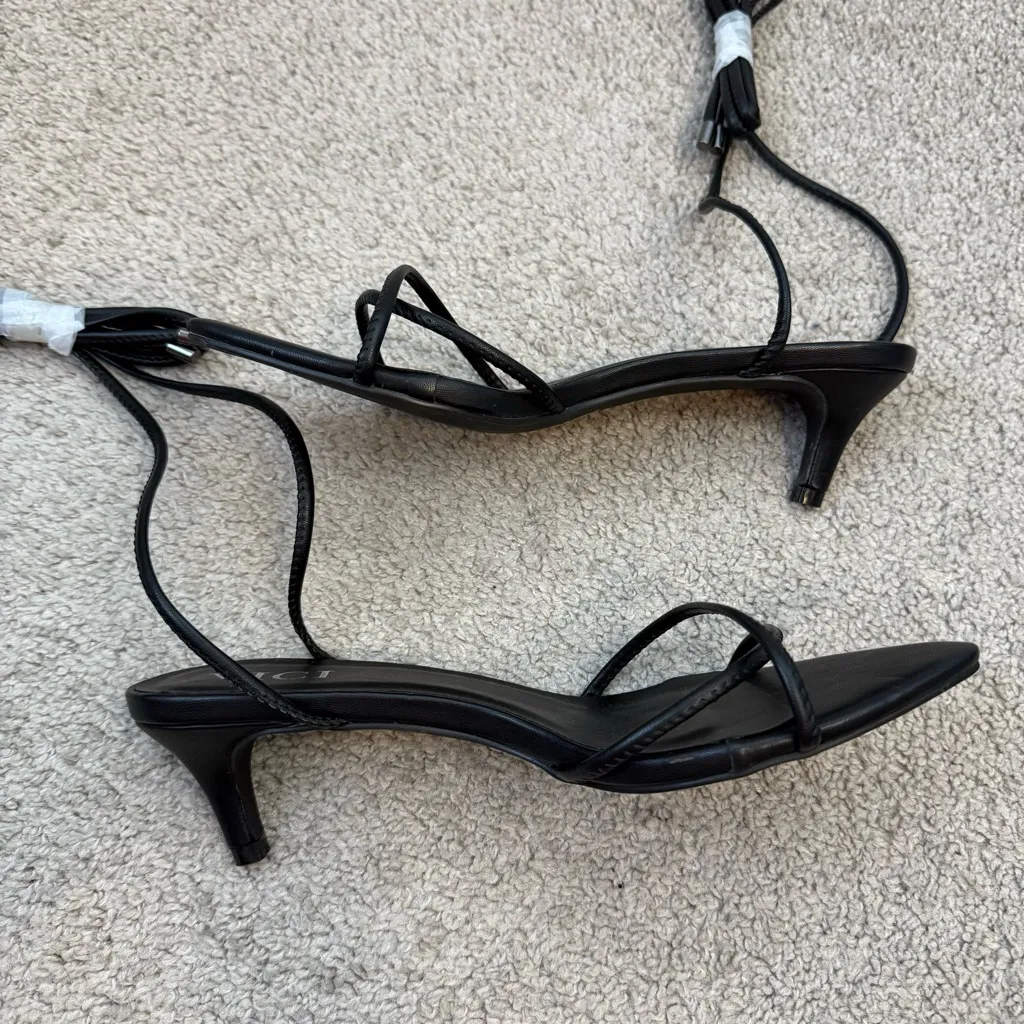 VICI Bella Strappy Faux Leather Kitten Heel Sandals Black 9 - Image 6