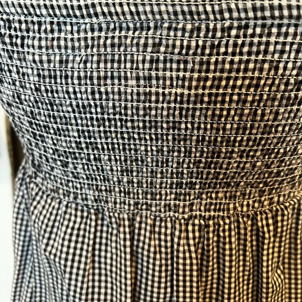 PANHANDLE SLIM PULL ON GINGHAM SMOCKED RUFFEL SNAP FRONT MINI SLEEVELESS… Black - Image 4