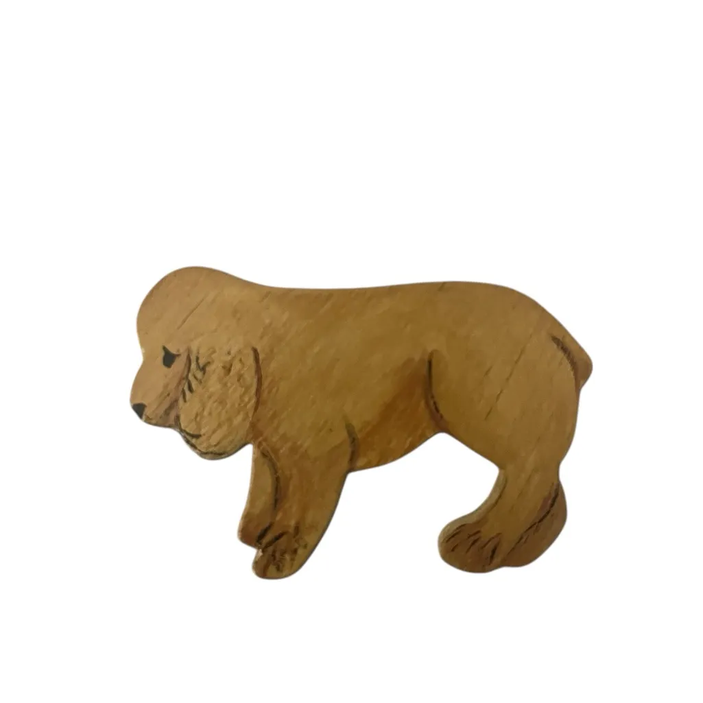 Vintage Hand Painted Wooden Dog Puppy Brooch Pin Novelty Golden Retriever Tan - Image 2