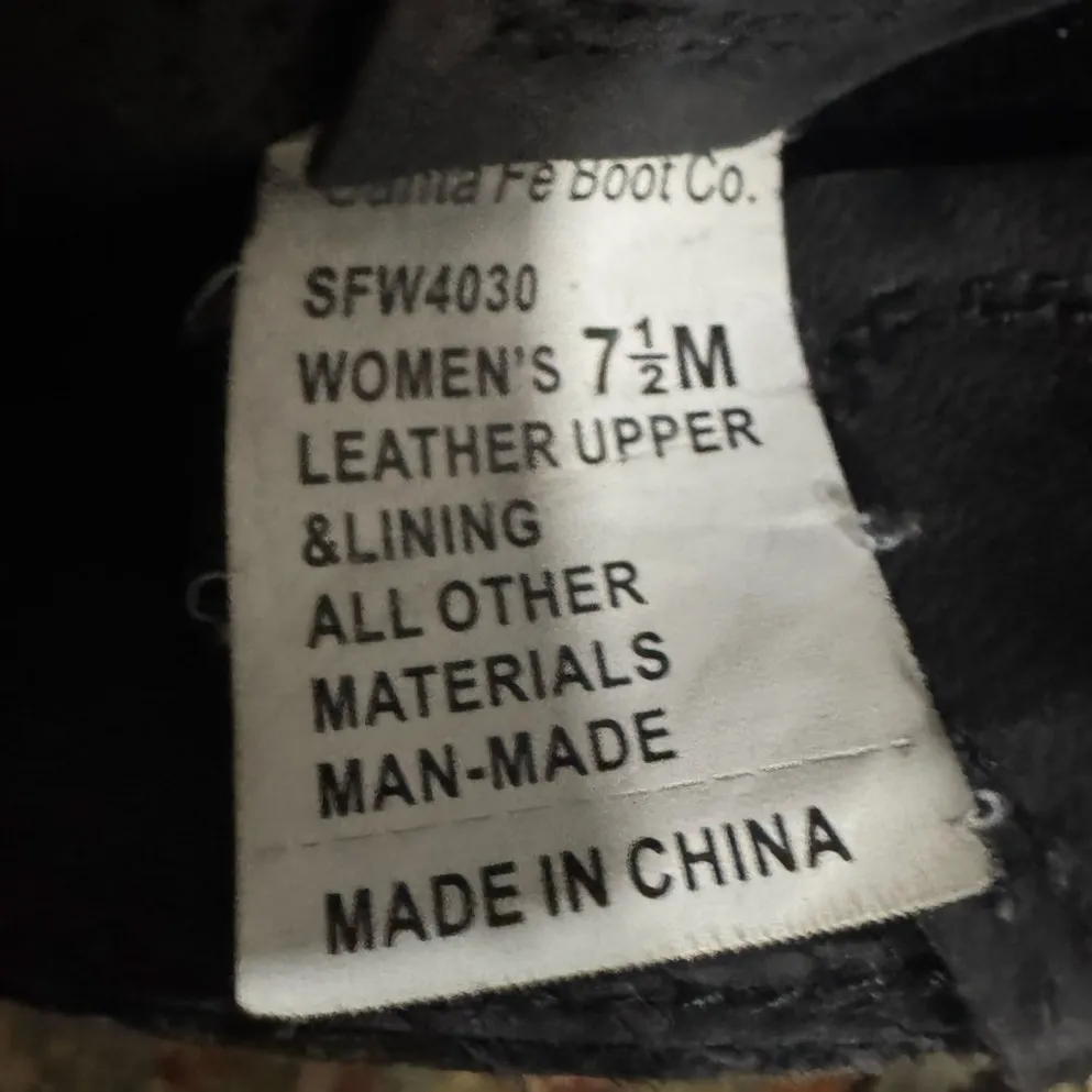 Western Santa Fe Co Slouchy Cowboy Boots 7.5‎ Leather Black - Image 4