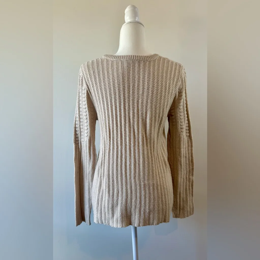 41 Hawthorn Poppi Textured Knit Popcorn Crewneck Sweater Oatmeal Size M Tan Size M - Image 3