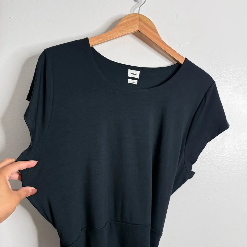 NWOT‎ Aritzia Wilfred Lune Black Wrap Side Tie Mini Dress 2XL Double-Layer Body - Image 8