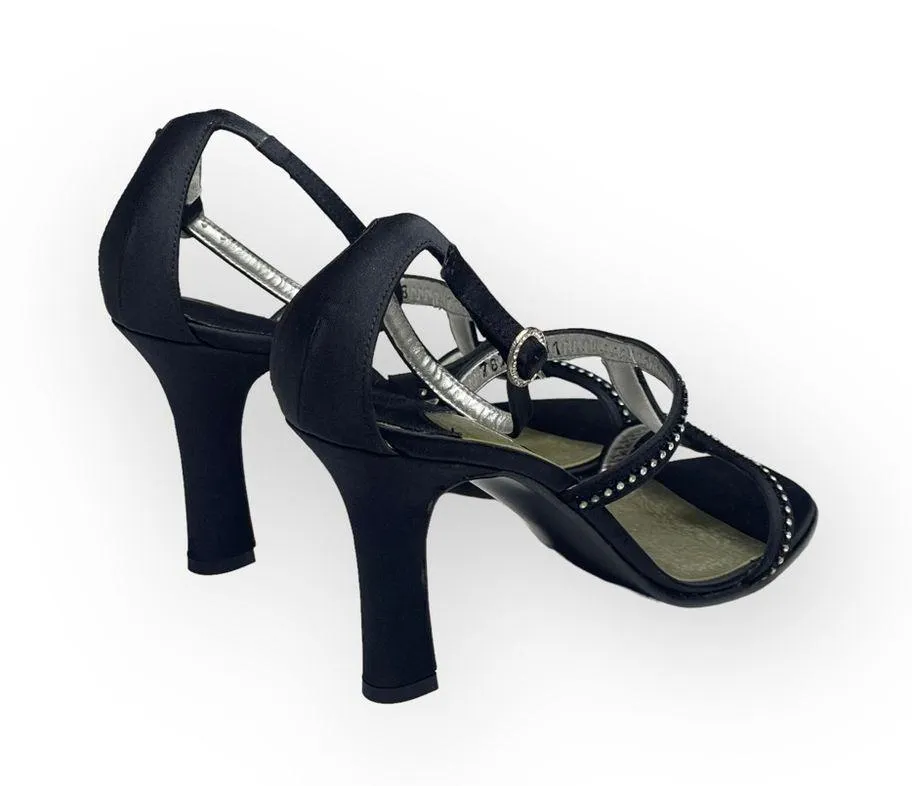 new Kenneth Cole ★ Evening Star Rhinestone Embellished Sandal ★ Black Satin ★ 8M - Image 3