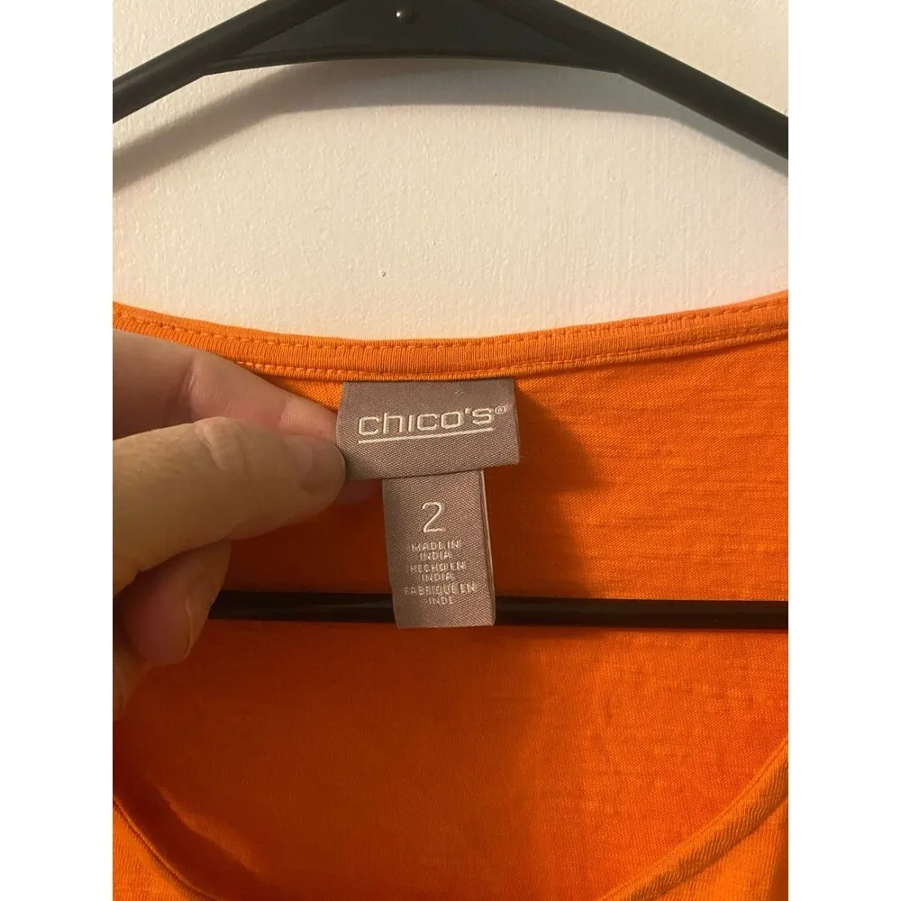 Chico’s bright orange cold shoulder Sleeve top size 2 - Image 4