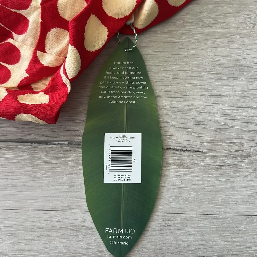 Farm Rio Sleeveless Romper - Palermo Red XS NWT - Image 6