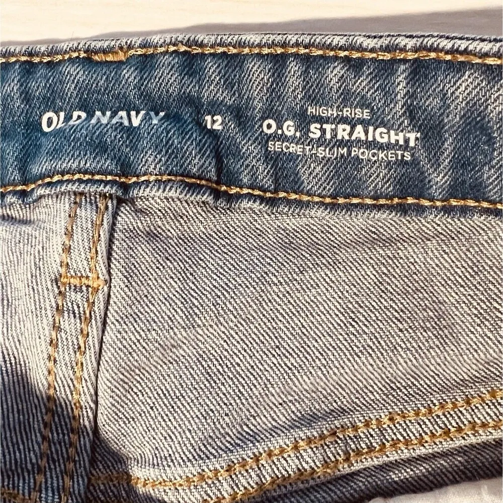 Old Navy Jeans Womens 12 Blue Denim OG Loose High Rise Baggy Retro 32x27 - Image 3