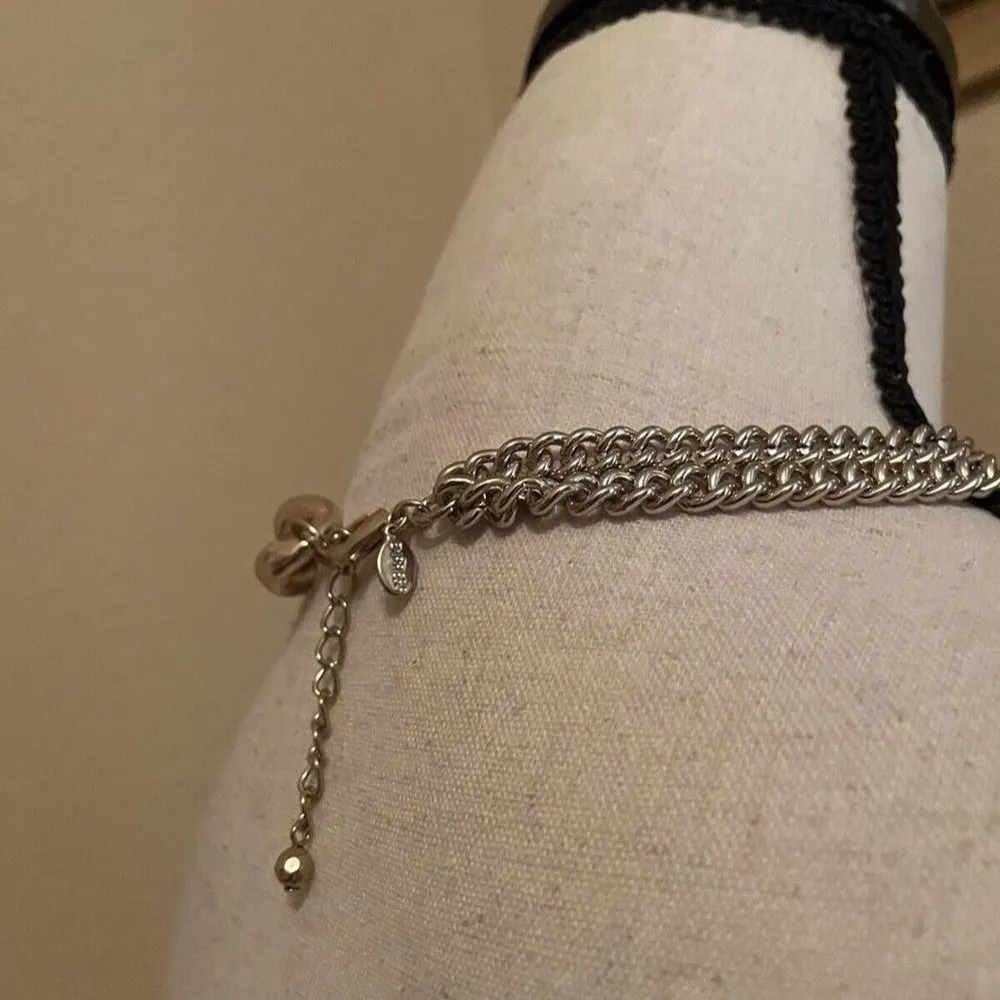 Signed EXPRESS Gold Tone Chain Costume Necklace Adjustable Length - Image 9