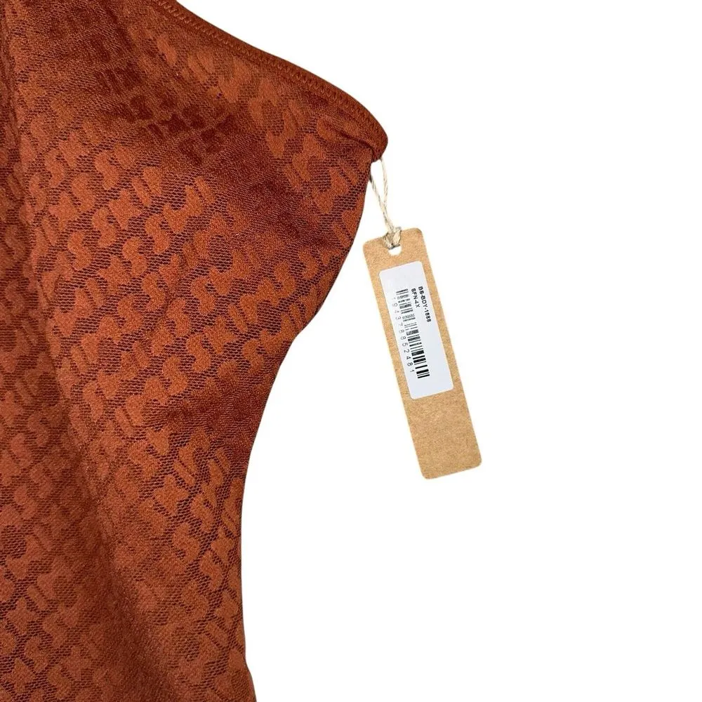 Skims Women Saffron Skims Shimmer Foil Logo‎ Mesh Cami Holiday Bodysuit Size 4X - Image 2