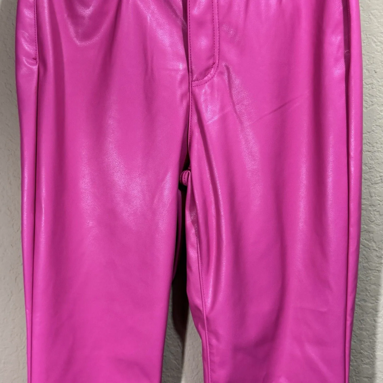 Judy Blue Hot Pink Faux Leather High Rise Straight Leg Pants Womens 7/28 JB88748 - Image 7