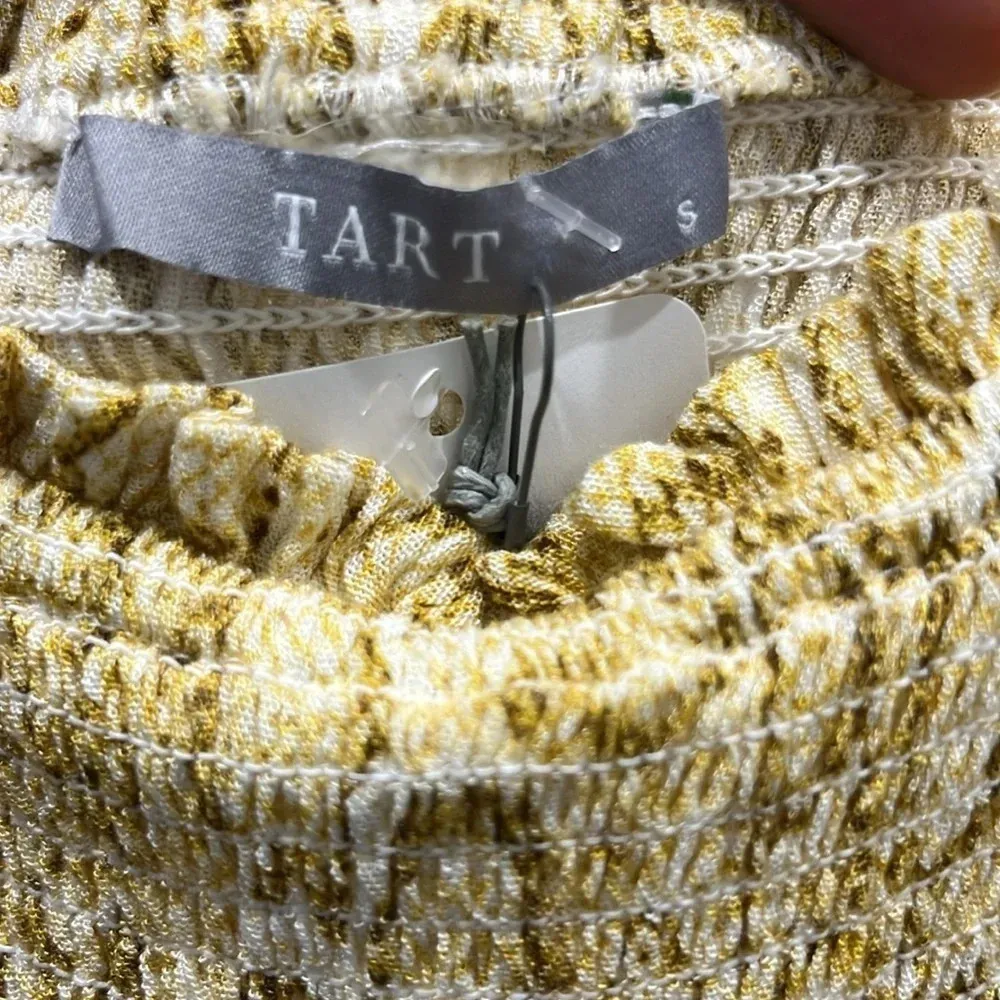 NWT Tart Collections Yellow Snakeskin Smocked Tank Top Blouse Sz S - Image 4