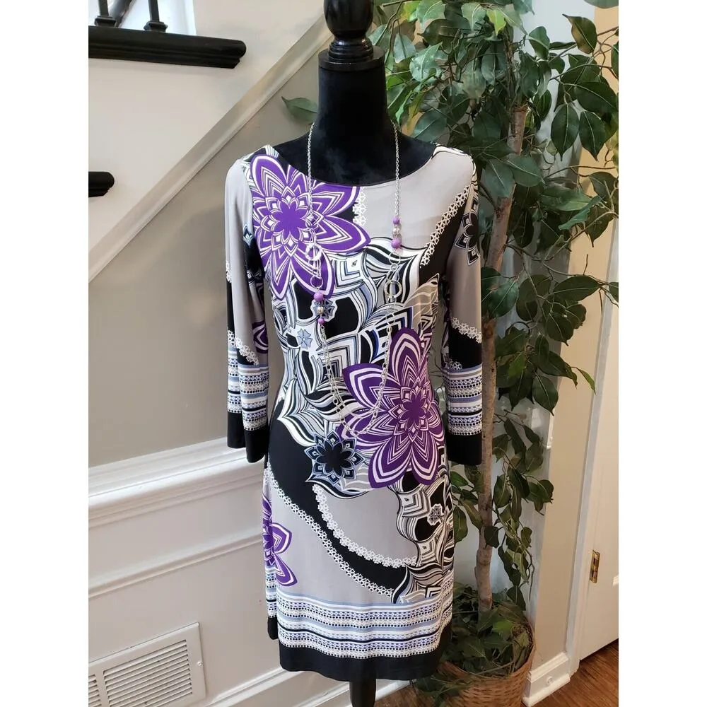 Intermission Women's Multicolor Round Neck Long Sleeve Knee Length Dress Size 12 - Image 11