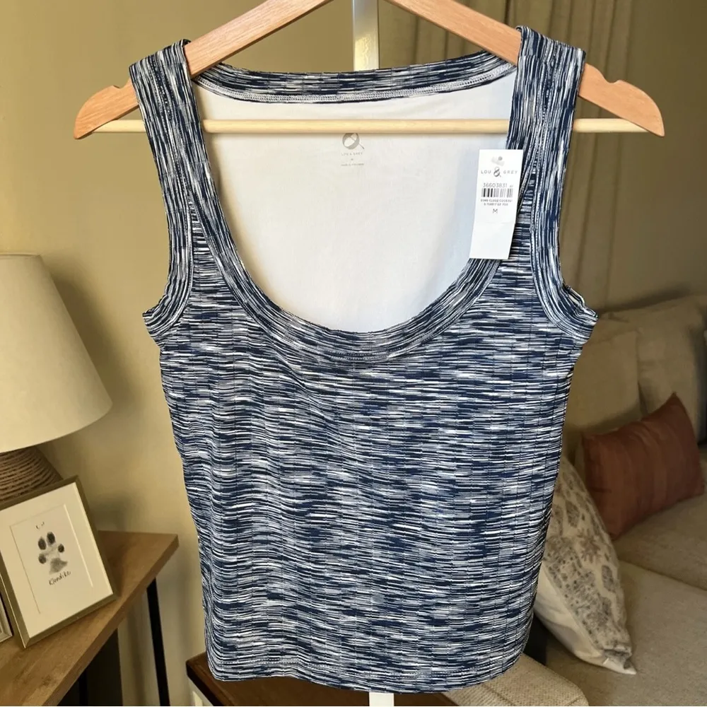Lou & Grey Spacedye Ribbed Bra Tank Top Navy Size M NWT $44.95 - Image 3